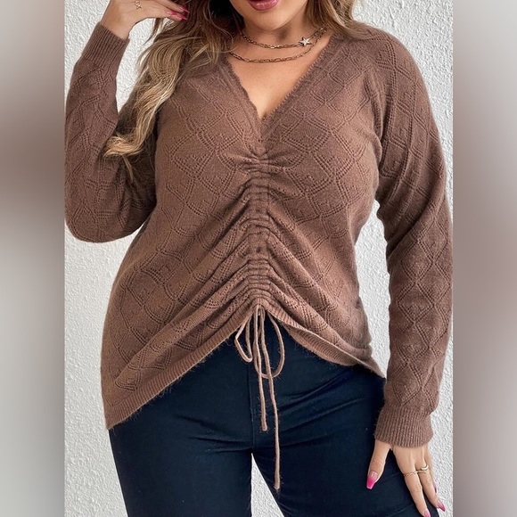 NWOT Raglan Sleeve Drawstring Sweater - Picture 2 of 7